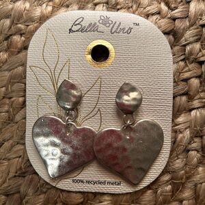 Bella Uno Silver Heart Drop Earrings